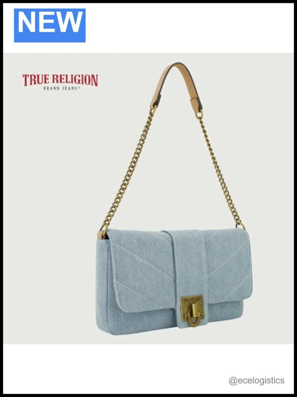 Vintage Denim Chain Strap Satchel Shoulder Bag Womens